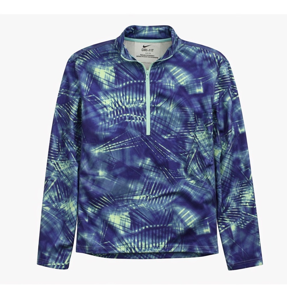 Nike‎ Dri-FIT Womens Quarter Zip Pullover Purple Mint Green Abstract Print Large